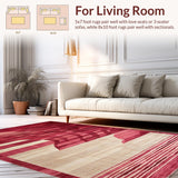 Ultra Soft Area Rug, Non Slip, Stain Resistant, Washable Area Rugs for Living Room, Bedroom, Chic Minimalist Colorful Contrast(Red)