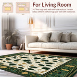 Ultra Soft Area Rug, Non Slip, Stain Resistant, Washable Area Rugs for Living Room, Bedroom, Symmetrical Leaf Motif Area(White)