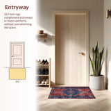 Ultra Soft Area Rug, Non Slip, Stain Resistant, Washable Area Rugs for Living Room, Bedroom, Traditional Boho Red Entryway Non-Slip Carpet(Red)