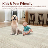 Ultra Soft Area Rug, Non Slip, Stain Resistant, Washable Area Rugs for Living Room, Bedroom, Rustic Braided Earthy Tones(Beige)
