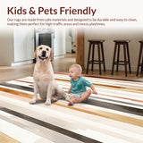 Ultra Soft Area Rug, Non Slip, Stain Resistant, Washable Area Rugs for Living Room, Bedroom, Durable Beige/Brown Stripes(Beige)