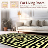 Ultra Soft Area Rug, Non Slip, Stain Resistant, Washable Area Rugs for Living Room, Bedroom, Sleek Black Geometric Elegance(Black)