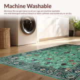 Ultra Soft Area Rug, Non Slip, Stain Resistant, Washable Area Rugs for Living Room, Bedroom, Elegant Botanical Tiled Arrangement(Green)