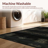 Ultra Soft Area Rug, Non Slip, Stain Resistant, Washable Area Rugs for Living Room, Bedroom, Stylish Eclectic Pattern Fusion(Gold)