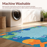 Ultra Soft Area Rug, Non Slip, Stain Resistant, Washable Area Rugs for Living Room, Bedroom, Whimsical ABC Rug:  Educational Play Mat for Toddlers(Blue)
