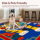 Ultra Soft Area Rug, Non Slip, Stain Resistant, Washable Area Rugs for Living Room, Bedroom, Vibrant Tribal Animal Motif(Blue)