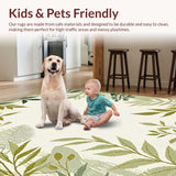 Ultra Soft Area Rug, Non Slip, Stain Resistant, Washable Area Rugs for Living Room, Bedroom, Chic Minimalist Leaf Pattern(Ivory)