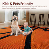 Ultra Soft Area Rug, Non Slip, Stain Resistant, Washable Area Rugs for Living Room, Bedroom, Chic Athletic Motif Ensemble(Orange)