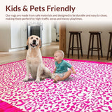 Ultra Soft Area Rug, Non Slip, Stain Resistant, Washable Area Rugs for Living Room, Bedroom, Vibrant Abstract Animal Motif(Pink)