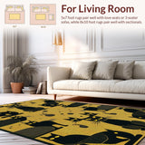 Ultra Soft Area Rug, Non Slip, Stain Resistant, Washable Area Rugs for Living Room, Bedroom, Playful Monochrome Feline Patterns(Yellow)