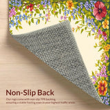 Ultra Soft Area Rug, Non Slip, Stain Resistant, Washable Area Rugs for Living Room, Bedroom, Beige Spring Garden Floor Mat Vibrant Flower Printed Area Low Pile(Beige)