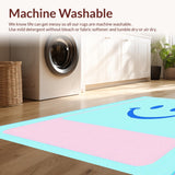 Ultra Soft Area Rug, Non Slip, Stain Resistant, Washable Area Rugs for Living Room, Bedroom, Pastel Playful Smiley Design(Blue)