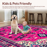 Ultra Soft Area Rug, Non Slip, Stain Resistant, Washable Area Rugs for Living Room, Bedroom, Funky Western Charm Rug(Pink)