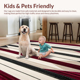 Ultra Soft Area Rug, Non Slip, Stain Resistant, Washable Area Rugs for Living Room, Bedroom, Geometric Spark Round Beige/Burgundy(Red)