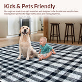 Ultra Soft Area Rug, Non Slip, Stain Resistant, Washable Area Rugs for Living Room, Bedroom, Modern Black and White Checkered Kitchen Rug(Black)