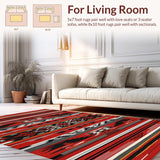Ultra Soft Area Rug, Non Slip, Stain Resistant, Washable Area Rugs for Living Room, Bedroom, Rustic Textured Falsa Pattern(Red)