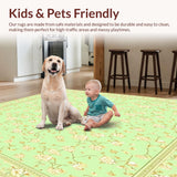 Ultra Soft Area Rug, Non Slip, Stain Resistant, Washable Area Rugs for Living Room, Bedroom, Desert Bloom Area Pale Green Beige Floral Easy Care Non Shedding Medium(Green)