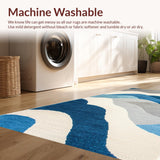 Ultra Soft Area Rug, Non Slip, Stain Resistant, Washable Area Rugs for Living Room, Bedroom, Coastal Nautical Living Room Non-Shedding Area Rug(Blue)