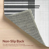 Ultra Soft Area Rug, Non Slip, Stain Resistant, Washable Area Rugs for Living Room, Bedroom, Modern Striped Lines Rug with Graphic Contrast, Minimalist Dash Pattern Accent(Black)