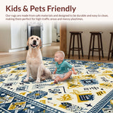 Ultra Soft Area Rug, Non Slip, Stain Resistant, Washable Area Rugs for Living Room, Bedroom, Elegant Abstract Cream Palette(White)