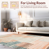 Ultra Soft Area Rug, Non Slip, Stain Resistant, Washable Area Rugs for Living Room, Bedroom, Artful Salmon and Beige Fusion(Orange)