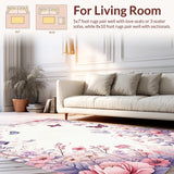 Ultra Soft Area Rug, Non Slip, Stain Resistant, Washable Area Rugs for Living Room, Bedroom, Vibrant Nature-Inspired Insect Design(Pink)