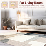 Ultra Soft Area Rug, Non Slip, Stain Resistant, Washable Area Rugs for Living Room, Bedroom, Trendy Abstract Curvilinear Design(Beige)