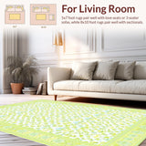 Ultra Soft Area Rug, Non Slip, Stain Resistant, Washable Area Rugs for Living Room, Bedroom, Subtle Earthy Floral Textured Arrangement(White)