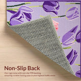 Ultra Soft Area Rug, Non Slip, Stain Resistant, Washable Area Rugs for Living Room, Bedroom, Vibrant Rustic Floral Patterns Collection(Purple)