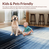 Ultra Soft Area Rug, Non Slip, Stain Resistant, Washable Area Rugs for Living Room, Bedroom, Soft Striped Carpet Ombre Washable Abstract Floor Art(Blue)