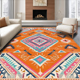 Ultra Soft Area Rug, Non Slip, Stain Resistant, Washable Area Rugs for Living Room, Bedroom, Playful Multicolor Abstract Pattern(Orange)