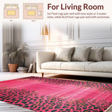 Ultra Soft Area Rug, Non Slip, Stain Resistant, Washable Area Rugs for Living Room, Bedroom, Vibrant Animal Print Aesthetic(Pink)