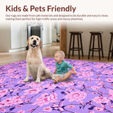 Ultra Soft Area Rug, Non Slip, Stain Resistant, Washable Area Rugs for Living Room, Bedroom, Rustic Purple and Pink Flourish(Purple)
