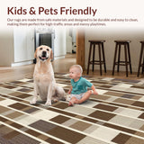 Ultra Soft Area Rug, Non Slip, Stain Resistant, Washable Area Rugs for Living Room, Bedroom, Stylish Cozy Neutral Geometric(Beige)