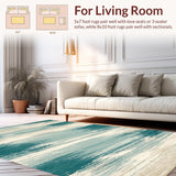 Ultra Soft Area Rug, Non Slip, Stain Resistant, Washable Area Rugs for Living Room, Bedroom, Coastal Ride Surf Enthusiast Rug with Oceanic Teal Surfboard Imagery(Blue)
