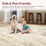 Ultra Soft Area Rug, Non Slip, Stain Resistant, Washable Area Rugs for Living Room, Bedroom, Boho Chic Hallway Faded Neutral Area(Beige)