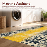 Ultra Soft Area Rug, Non Slip, Stain Resistant, Washable Area Rugs for Living Room, Bedroom, Vintage Low-Pile Stain-Resistant Bedroom Carpet(Yellow)