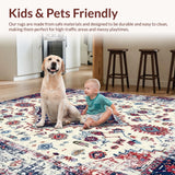 Ultra Soft Area Rug, Non Slip, Stain Resistant, Washable Area Rugs for Living Room, Bedroom, Playful Colorful Trellis Pattern(White)