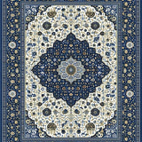 Ultra Soft Area Rug, Non Slip, Stain Resistant, Washable Area Rugs for Living Room, Bedroom, Elegant Area with Sophisticated Blue and Beige Medallion Design for(Blue)