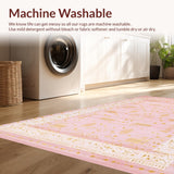 Ultra Soft Area Rug, Non Slip, Stain Resistant, Washable Area Rugs for Living Room, Bedroom, Sleek Transitional Pink Tasseled Rug(Pink)