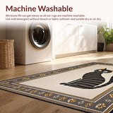 Ultra Soft Area Rug, Non Slip, Stain Resistant, Washable Area Rugs for Living Room, Bedroom, Elegant Artistic Sleepy Cat Theme(Gray)