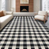 Ultra Soft Area Rug, Non Slip, Stain Resistant, Washable Area Rugs for Living Room, Bedroom, Elegant Black and White Geometric Motif(Black)