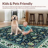 Ultra Soft Area Rug, Non Slip, Stain Resistant, Washable Area Rugs for Living Room, Bedroom, Striking Central Medallion Design(Blue)