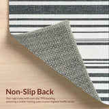 Ultra Soft Area Rug, Non Slip, Stain Resistant, Washable Area Rugs for Living Room, Bedroom, Classic Bistro Stripe Handwoven Rug for Sophisticated Home Accent(Black)