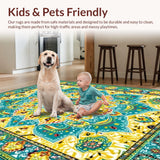 Ultra Soft Area Rug, Non Slip, Stain Resistant, Washable Area Rugs for Living Room, Bedroom, Intricate Geometric Artistry Piece(Yellow)
