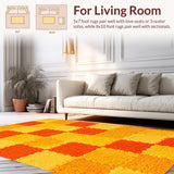 Ultra Soft Area Rug, Non Slip, Stain Resistant, Washable Area Rugs for Living Room, Bedroom, Charming Irregular Shape Accent Piece(Orange)