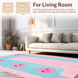 Ultra Soft Area Rug, Non Slip, Stain Resistant, Washable Area Rugs for Living Room, Bedroom, Fun Vibrant Expression Layout(Pink)
