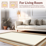 Ultra Soft Area Rug, Non Slip, Stain Resistant, Washable Area Rugs for Living Room, Bedroom, Rustic Natural Fiber Striped Motif(Beige)
