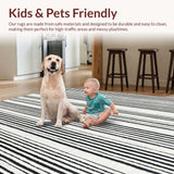 Ultra Soft Area Rug, Non Slip, Stain Resistant, Washable Area Rugs for Living Room, Bedroom, Minimalist Black and White Stripe Rug Highlighting Bold Linear Contrast(Black)