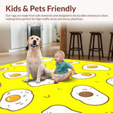 Ultra Soft Area Rug, Non Slip, Stain Resistant, Washable Area Rugs for Living Room, Bedroom, Playful Cartoon Egg Motif(Yellow)